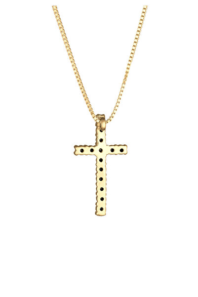 KUZZOI Náhrdelník Pánský kříž s přívěskem Religion s krystaly ze stříbra ryzosti 925