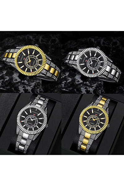 REDz Accessories Σετ 3 σε 1 με λιοντάρι, Ρολόι + Βραχιόλι με λιοντάρι + Κουβανέζικο βραχιόλι, Στρας, Μέταλλο, Χρυσό και Μαύρο