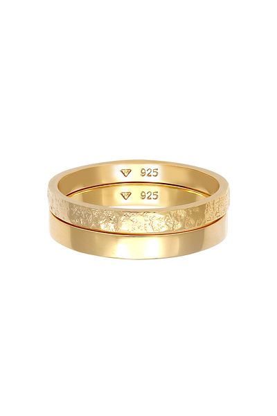 ELLI Ring Ladies Set Basic Look Hammered Combinable In 925 Sterling Silver
