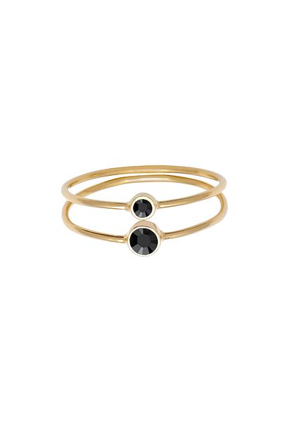 ELLI Ring Ladies Set Filigree With Crystals Black In 925 Sterling Silver