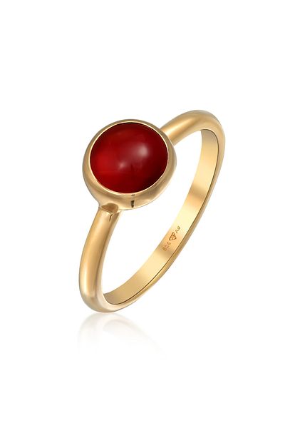 ELLI Ring Premium Ring Ladies Solitaire Plain With Carnelian In 925 Sterling Silver Gold Plated