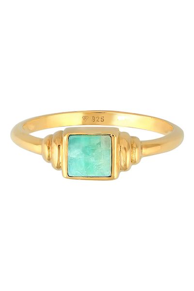 ELLI Ring Premium Ring Ladies Solitaire Vintage Square Plain With Amazonite In 925 Sterling Silver G