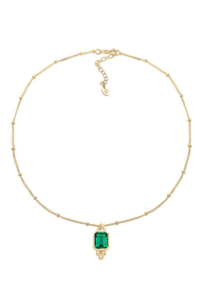 ELLI Elegantný dámsky náhrdelník s príveskom a zeleným kremeňom zo striebra 925