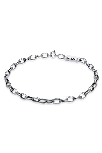 KUZZOI Armband Herren Gliederkette Oval Massiv Basic 925 Sterling Silber