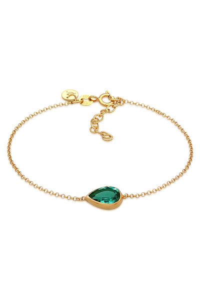 ELLI Bracelet Premium Bracelet Ladies Drops Sparkling Green With Quartz In 925 Sterling Silver Gold