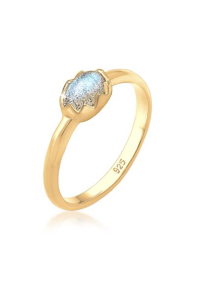 ELLI Ring Woman Vintage Look Elegant Basic Labradorite Gemstone 925 Sterling Silver