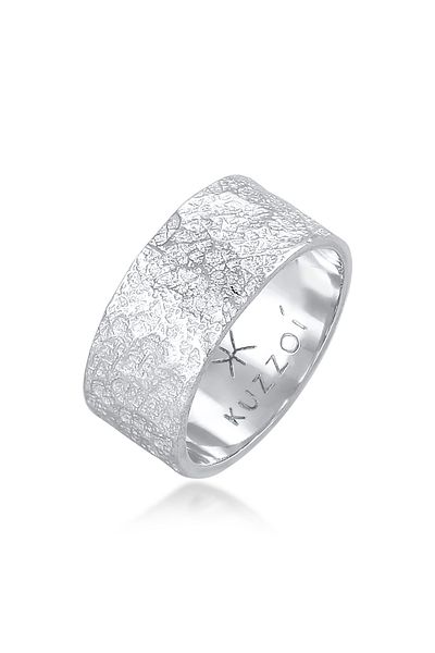KUZZOI Ring Herren Bandring Organic Struktur 925 Silber