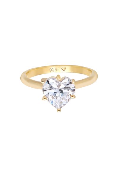 ELLI Ring Ladies Heart Solitaire Engagement Love With Zirconia Crystal In 925 Sterling Silver