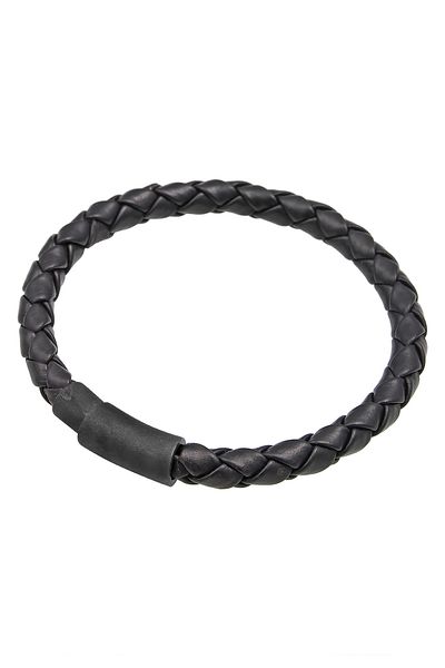 KUZZOI Bracelet Herren Echtleder Geflochten Magnet Basic 925 Silber