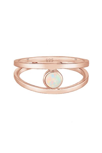 ELLI Inel Femeie Bandă Două Rând Opal Sintetic Argint Sterling 925