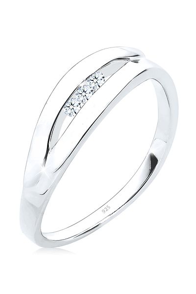 ELLI Ring Klassisch Trio Diamant (0.09 CT.) 925 Silber