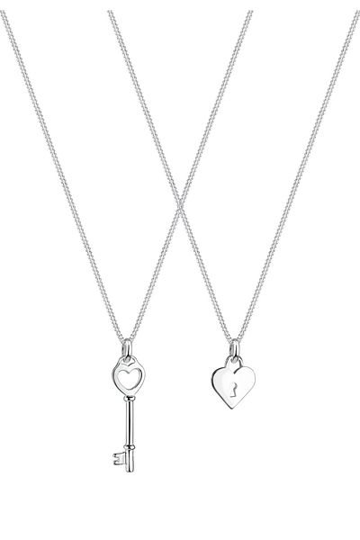 ELLI Necklace Partnerketten Schlüssel Herz 925 Sterling Silber