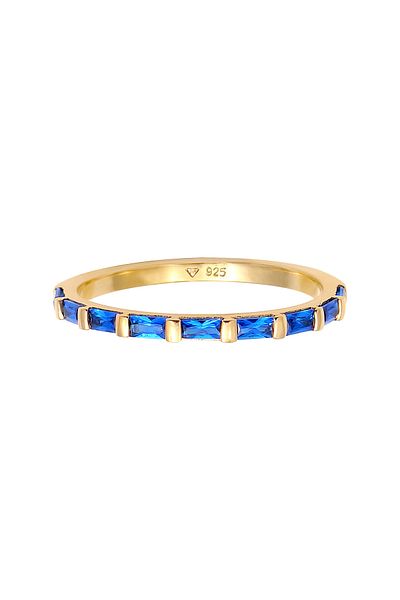 ELLI Ring Premium Ring Ladies Band Sparkling With Synthetic Sapphires In 925 Sterling Silver Gold Pl