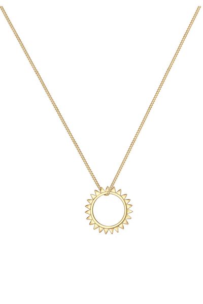 ELLI Necklace Round Circle Sun Astro Geo 925 Sterling Silver Gold Plated