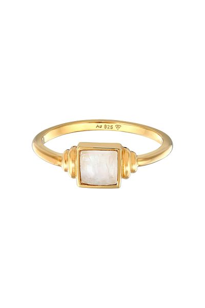 ELLI Ring Premium Ring Ladies Square Vintage With Moonstone In 925 Sterling Silver Gold Plated