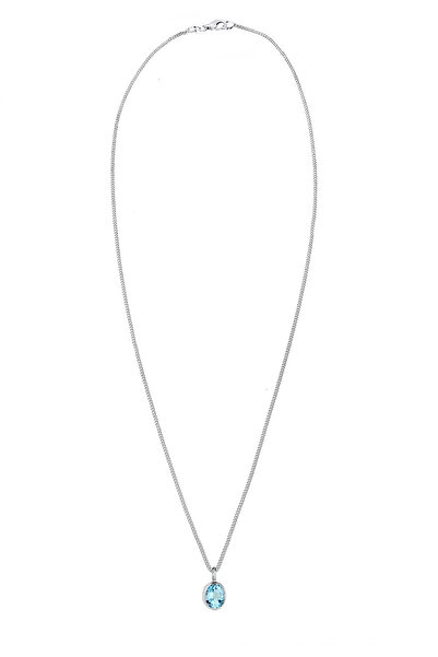 ELLI Colier de damă Solitaire cu pandantiv elegant cu topaz albastru deschis din argint 925