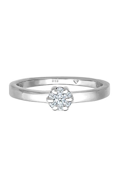 ELLI Ring Verlobung Diamant 0.12 Ct. Luxuriös 585 Weißgold