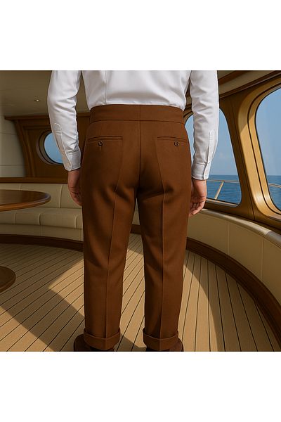 town walker Men's Italian Cut Fabric Trousers - Waist Buttoned, Old Money Style