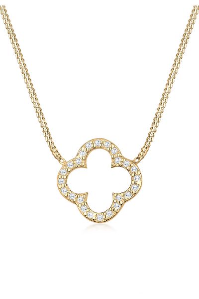ELLI Necklace Ladies Cloverleaf Pendant Elegant Luck With Zirconia Crystals In 925 Sterling Silver