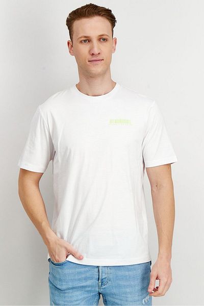Diesel Men Crew Neck Short Sleeve Brand Logo T-shirt, White
