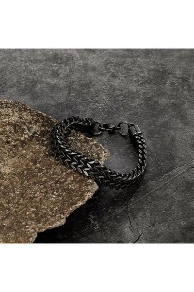REDz Accessories Brățară cu două legături, Zig-Zag, pentru bărbați, la modă, oțel inoxidabil, neagră