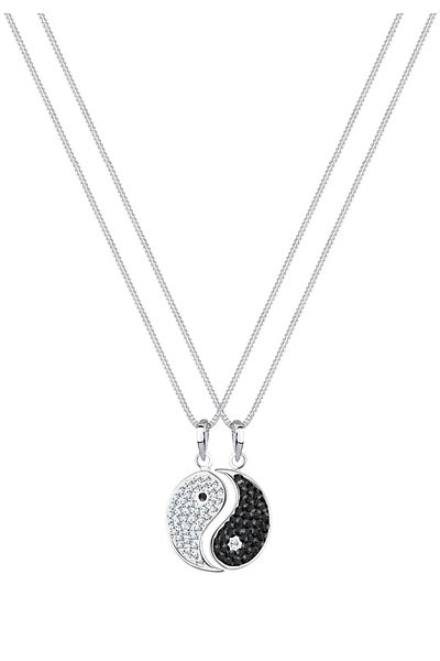 ELLI Halskette Damen Peace Zeichen Anhänger Symbol Partnerkette mit Kristallen in 925 Sterling Silber
