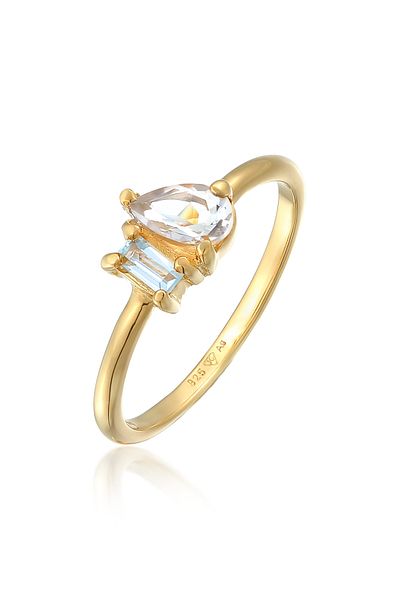 ELLI Ring Premium Ring Ladies Drop Elegant With Topaz Gemstone In 925 Sterling Silver Gold Plated