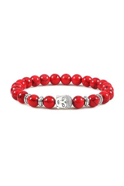 REDz Accessories Set of 2 Buddha Bracelets, Natural Stones, Red