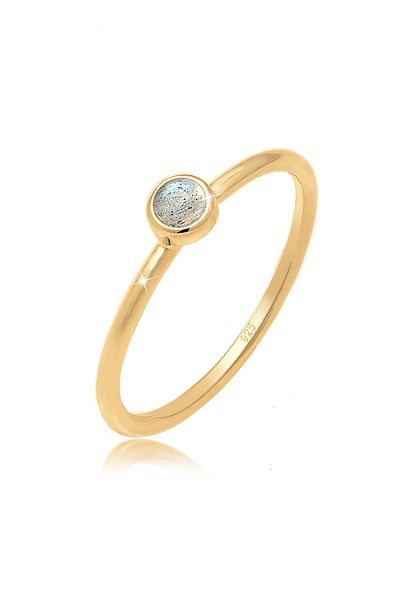 ELLI Ring Ladies Stack Labradorite Gemstone 925 Sterling Silver Gold-plated