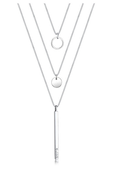 ELLI Halskette Damen Geo Circle Rod Layer mit Kristallen in 925 Sterling Silber