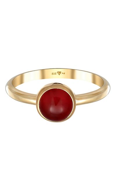ELLI Ring Premium Ring Ladies Solitaire Plain With Carnelian In 925 Sterling Silver Gold Plated