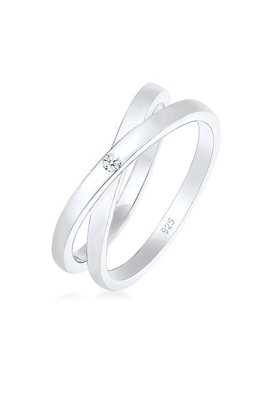ELLI Inel de damă cu cruce și diamant (0,02 CT) din argint 925