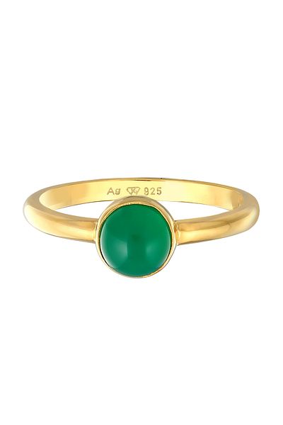 ELLI Ring Premium Ring Ladies Solitaire Basic Green With Agate Gemstone In 925 Sterling Silver Rhodi