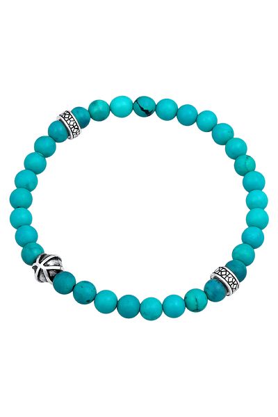 KUZZOI Armband Herren Beads mit Howlith in 925 Sterling Silber