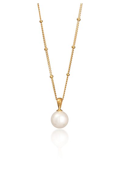 ELLI Elegante Kugel-Halskette aus 925er-Sterlingsilber – vergoldet mit Muschelkern und Perlendetail für Damen