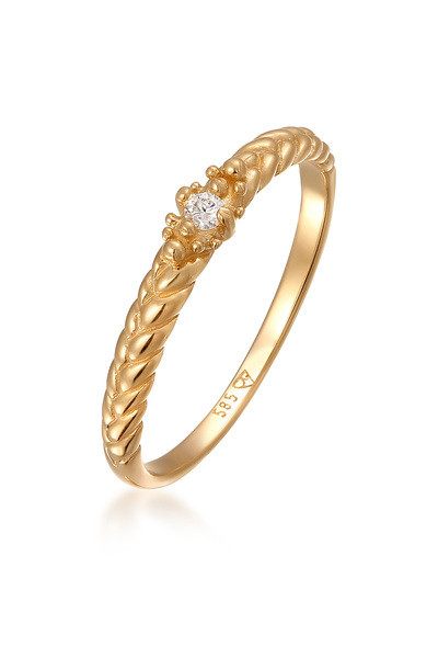 ELLI Ring Damen Verlobungsring Basic mit Diamant (0,006 ct) in 585 Gelbgold
