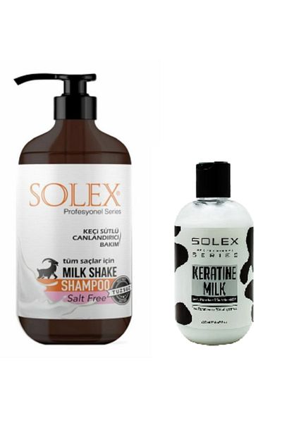 Solex Salt-Free Professional Series Milk Shake-Goat Milk Shampoo 1.000 Ml+ Hair Nourishing Keratin Milk 250ml