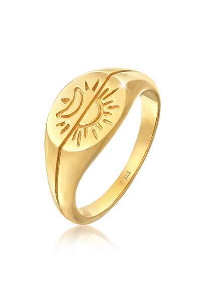 ELLI Ring Ladies Signet Ring Sun Moon Astro Boho Trend Blogger In 925 Sterling Silver Gold Plated