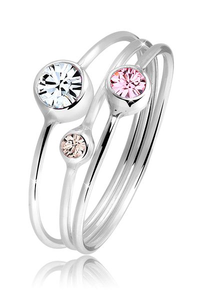 ELLI Ring Damen Stapelring Set Modern mit Kristallen in 925 Sterling Silber