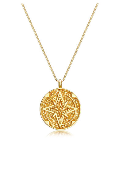 ELLI Halskette Münze Plättchen Anhänger Vintage Look in 925 Sterling Silber v...