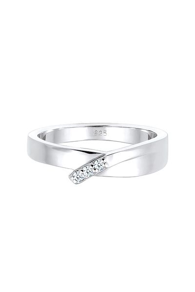 ELLI Halka Verlobung Trio Diamant (0,04 ct.) 925 Gümüş