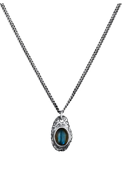 KUZZOI Halskette Herrenanhänger Zeitlos mit Labradorit Edelstein in 925 Sterling Silber