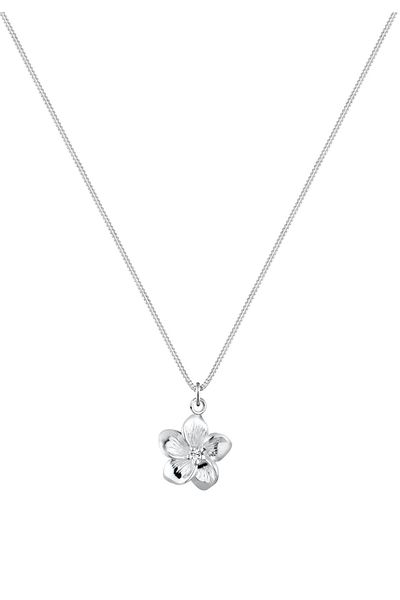 ELLI Halskette Damen Frangipani-Blüten-Anhänger Moderne Kristalle in 925 Sterling Silber