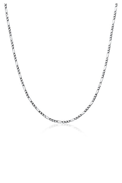 KUZZOI Halskette Herren Figarokette Basic Massiv Oxidiert in 925 Sterling Silber