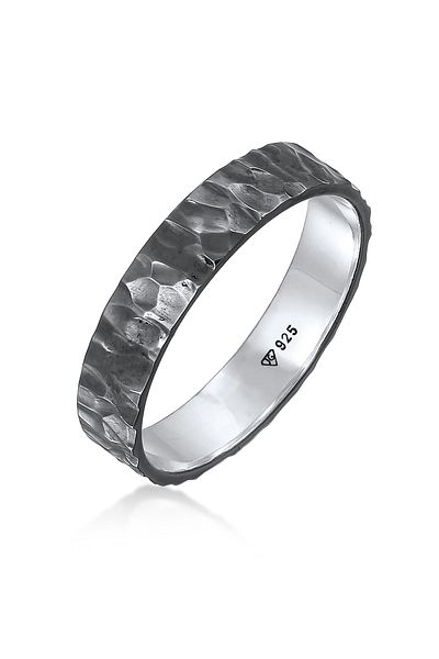 KUZZOI Ring Men's Band Organic Structured In 925 Sterling Silver