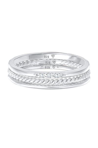 ELLI Inel pentru dama, stivuitor, set de 3 cu cristale de zirconiu, din argint 925