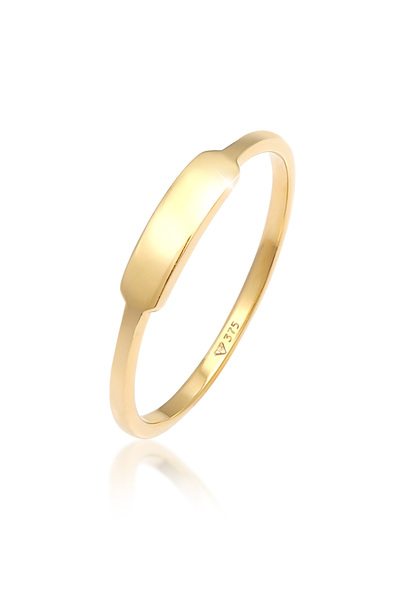 ELLI Ring Frau Siegelring Rechteck Geo Design in 375 Gelbgold