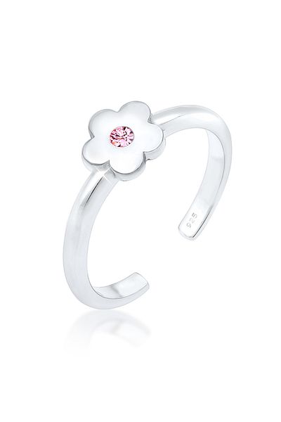 ELLI Ring Mädchen Blumenmotiv verspielt mit Kristallen in 925 Sterling Silber