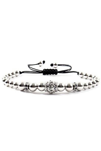 REDz Accessories Brățară Double Crown, mărgele, pentru bărbați, cristale de zirconiu, argint