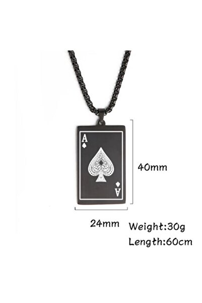 REDz Accessories Αλυσίδα Άσσος Μπαστούνι, Παιγνιόχαρτο Άσσος Μπαστούνι, Γοτθικό, Ανδρικό, Ανοξείδωτο Ατσάλι, Μαύρο